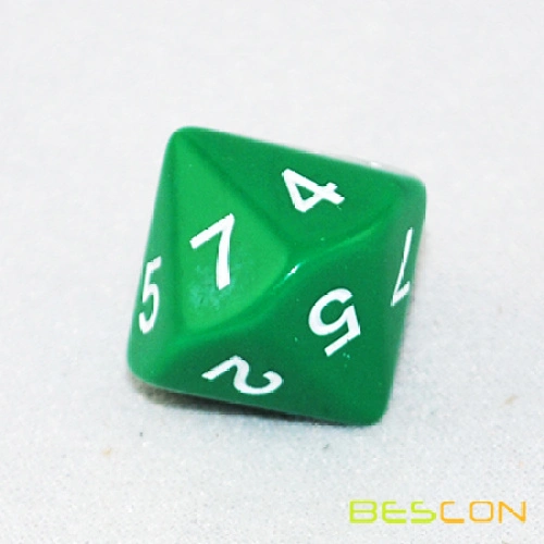 Polyhedral 14 Sided Dice 1-7 Twice (Green) China